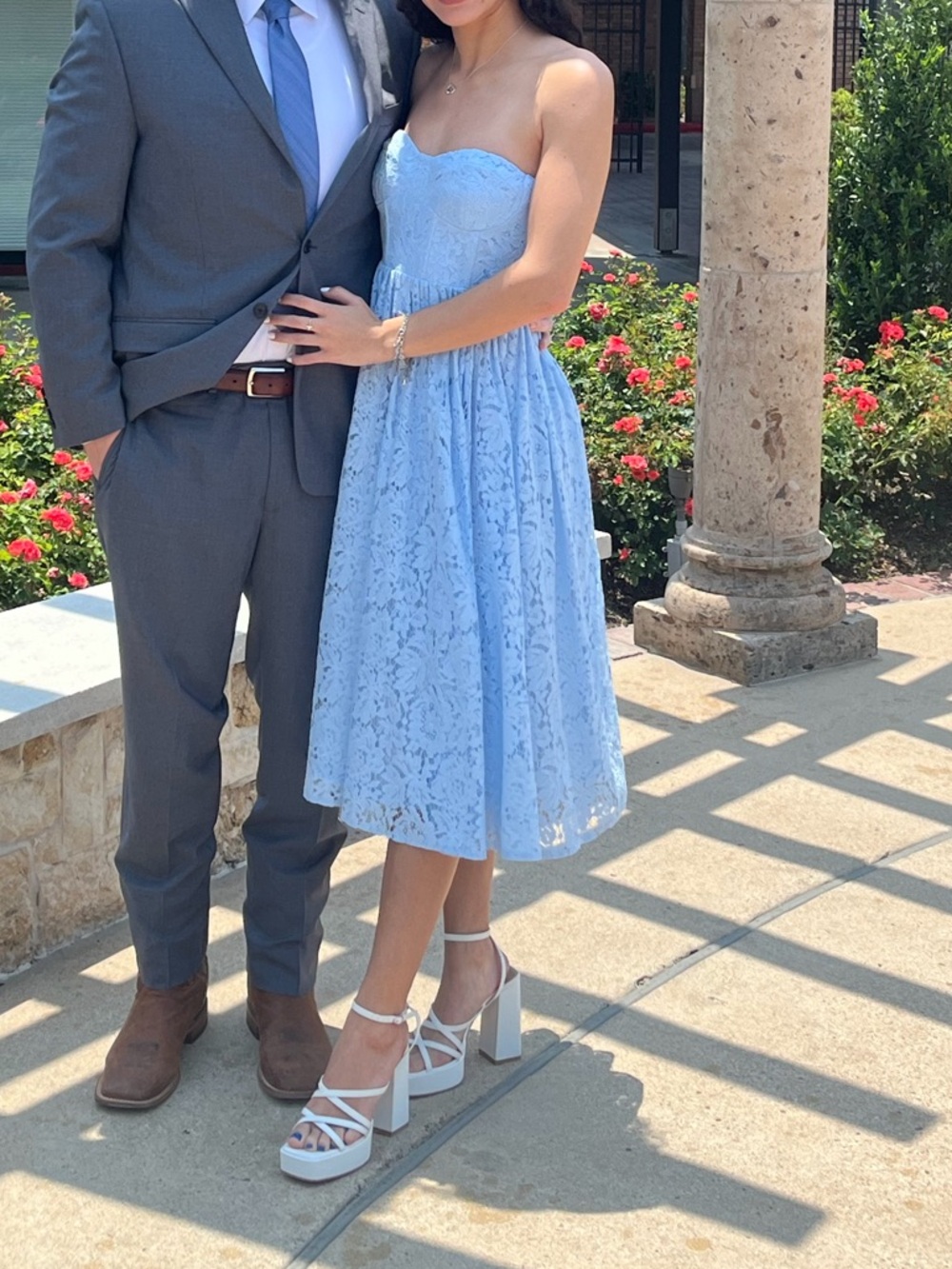 Altar'd State Powder Blue Strapless Dress